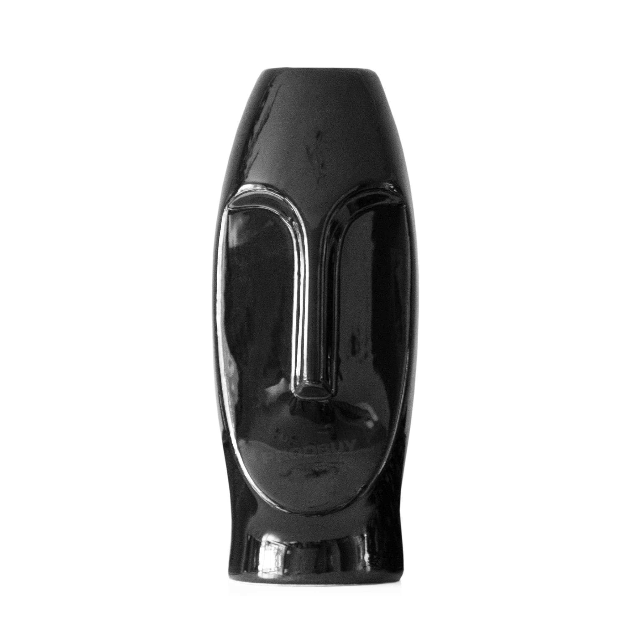 Black 23.5cm Tall Ceramic Face Flower Vase