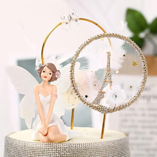 Juttira Rhinestone Cake Topper Metal Eiffel Tower Topper, Paris Party Decorations Gold French Cupcake Decor Ooh La Supplies For Wedding, Valentine Day, Bachelorette, Banquet #TOP5