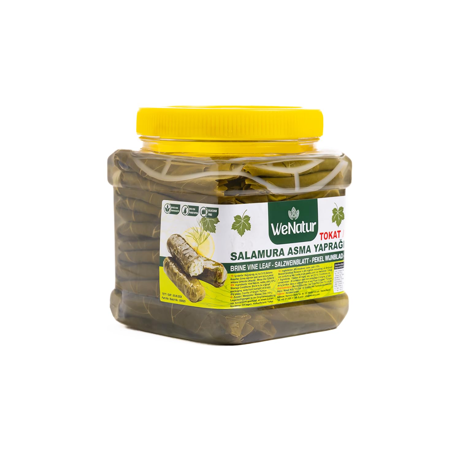 Tokat Erbağ Weinblätter – Natürlich eingelegte Weinblätter, Net 600 g, Brutto 1300 g