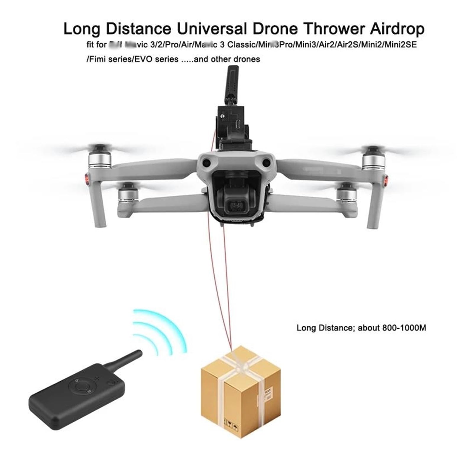 Drone Airdrop System Universal Thrower Airdrop 1000M Consegna Airdropper a lunga distanza per DJ&I Mavic 3/2/Mini 3/3 Pro/Air2/2S/Mini2SE Drone Accessorio