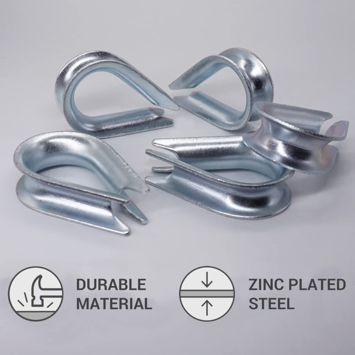 Lot de 10 cosses de câble galvanisées DIN 6899B - 14 mm - Pour câbles en acier - Pour gréement de câbles (10 pièces, 14 mm)