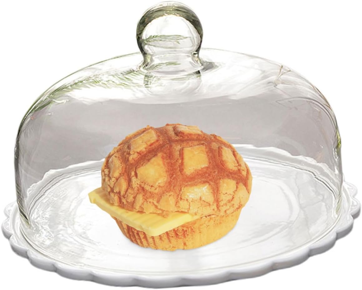 Glass Cake Dome Cover with Serving Platter, Protective Food Hood for Kitchen and Dining, Dustproof Dessert Display Tray for Bakery Pastries and Home Use