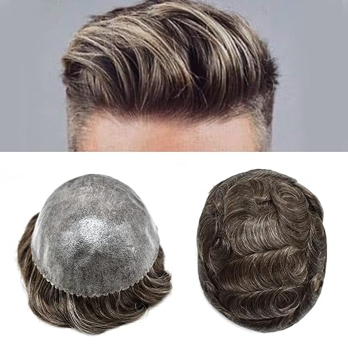 Unidades de cabello para hombre, sistema de cabello humano tipo tupé, unidad completa de pelo de piel de polietileno para hombres, inyección de