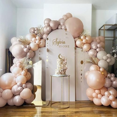 Guirnalda de globos rosa rubor, doble relleno, globos blancos marfil, rosa cromado, dorado champán, kit de arco de globos neutros para baby shower,