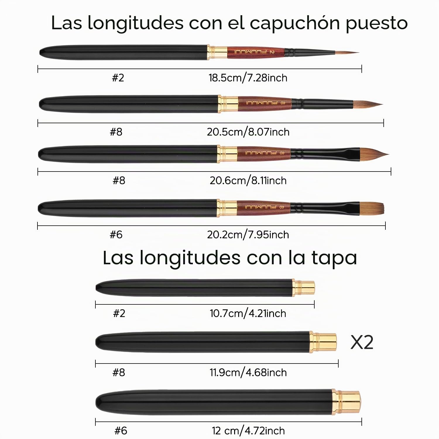Fuumuui - Pinceles de viaje para acuarela, 4 piezas, elegantes pinceles de viaje Kolinsky Sable, kit de acuarela de viaje con bolsa de cuero, perfecto para pintura de tinta gouache de acuarela