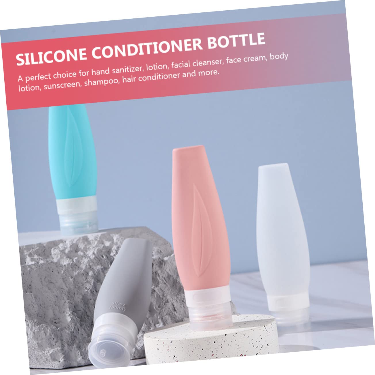 4 piezas Botellas de Viaje de Silicona Reutilizables para Champú Lociones y Cosméticos Contenedores Vacíos Portátiles y Exprimibles para