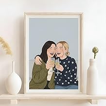 Noni Personalized Best Friend Portrait from Photo Custom Cartoon Illustration Valentine Gift Idea for Bestie Sister BFF Unique Artwork Keepsake Birthday Friendship Present 1