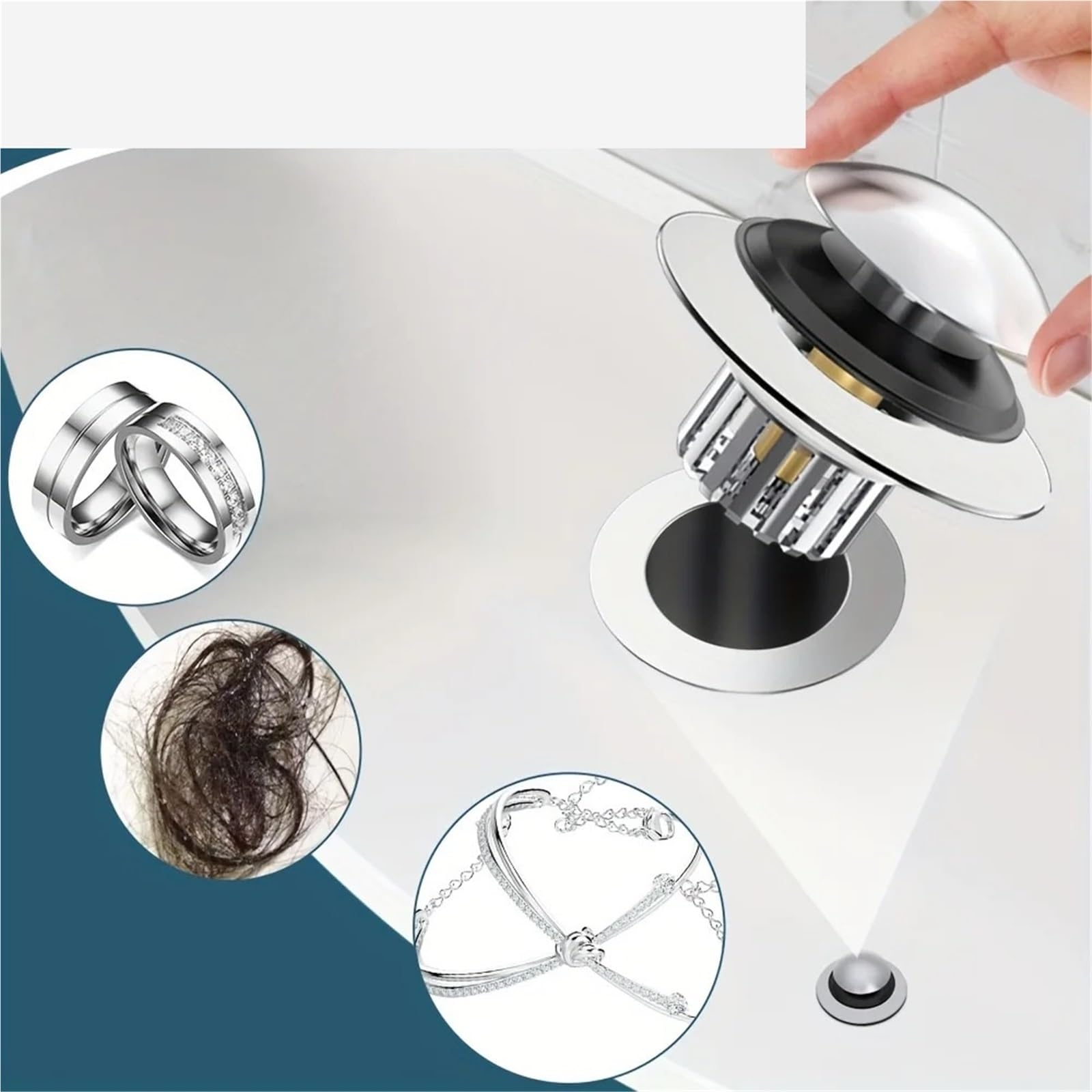 Tappo per lavandino, Tappo di tenuta scarico for vasca da bagno, confezione 2, sostituzione pop-up for rifiuti for lavandino varie dimensioni