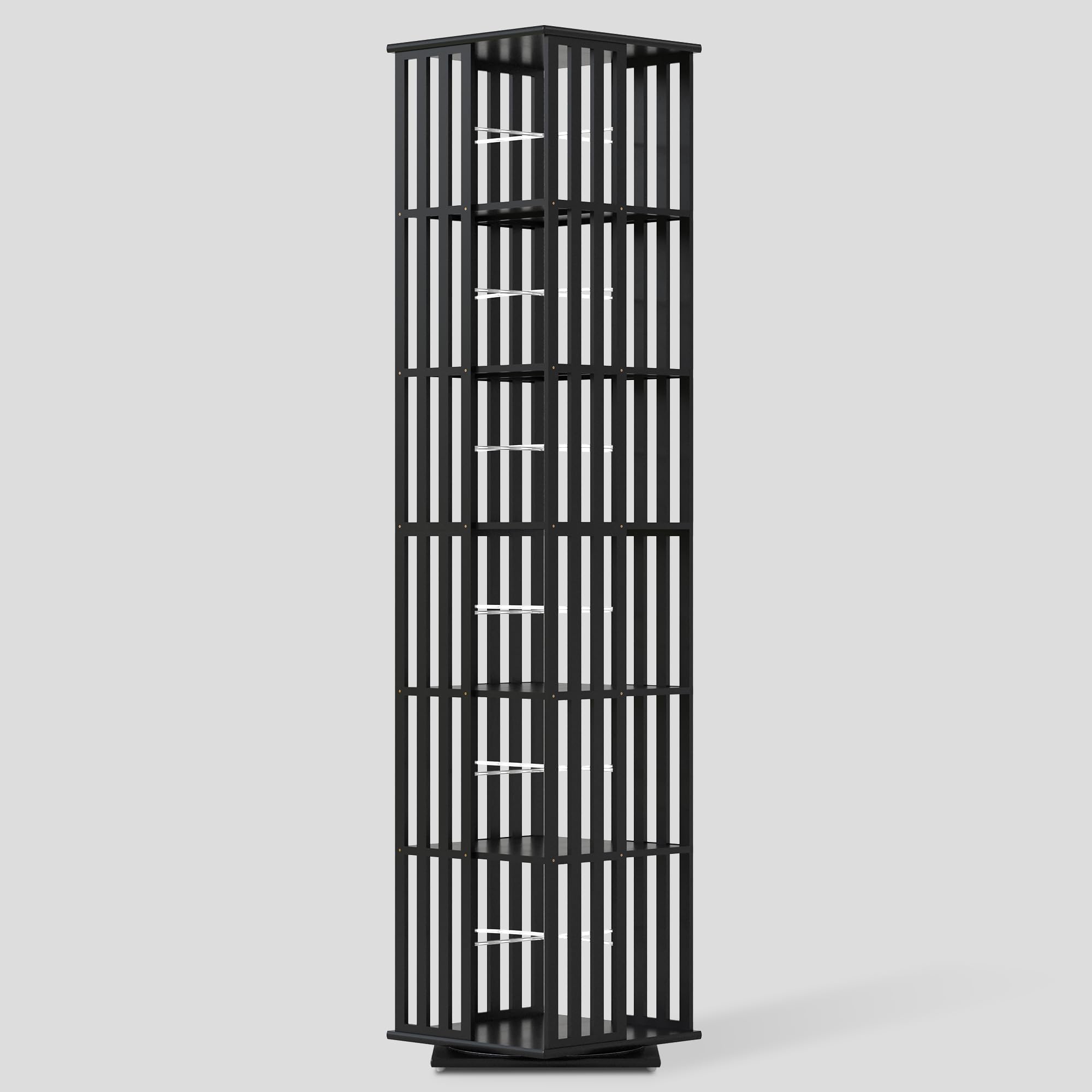 YOWOS Rotating Bookshelf Tower, 360 Display Spinning Bookcase, Bamboo Bookshelf Floor Standing Storage Rack, Wood Narrow Book Shelf Organizer for Kids