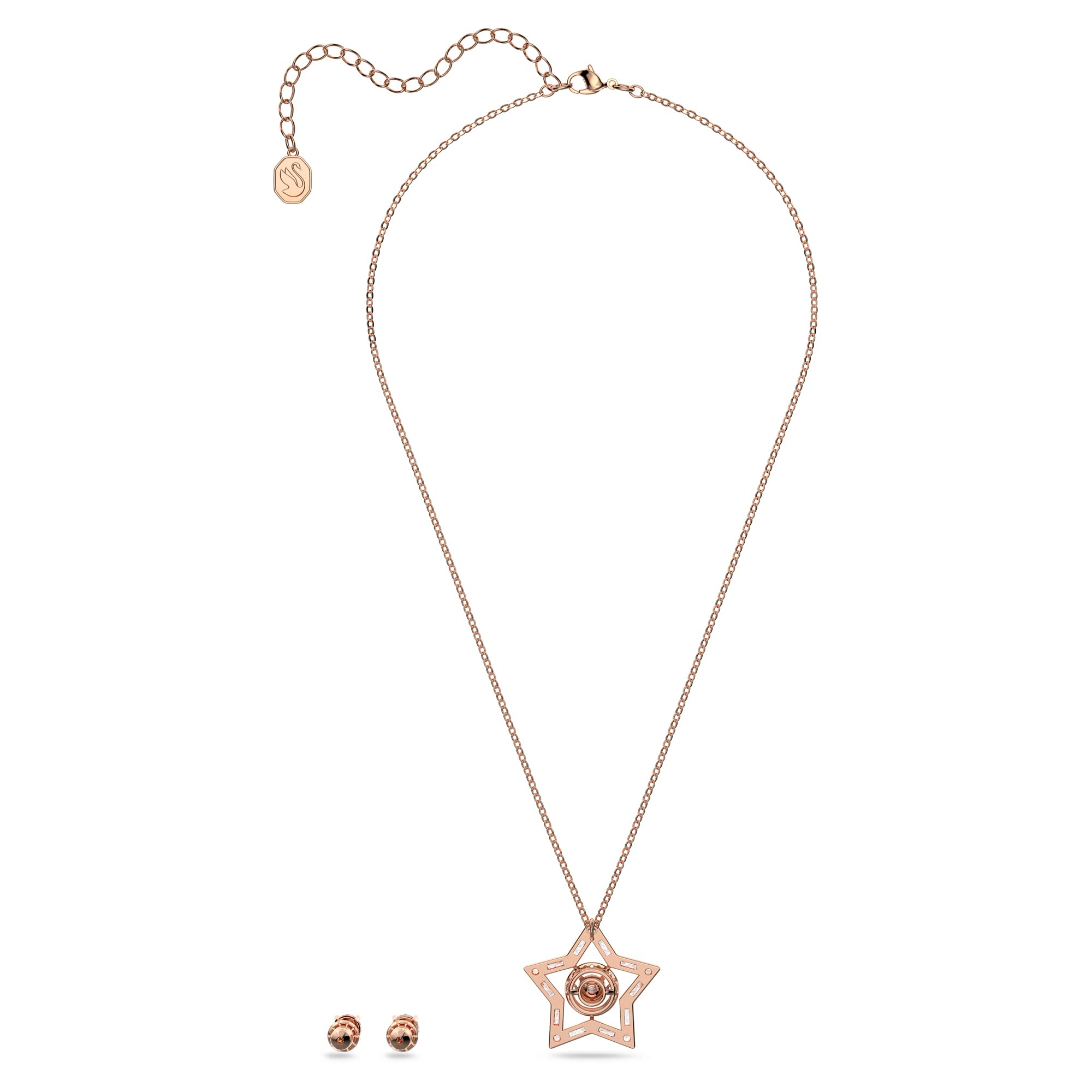 Swarovski Stella Set, rose Vergoldete Halskette und Ohrringe mit Strahlenden Swarovski Kristallen