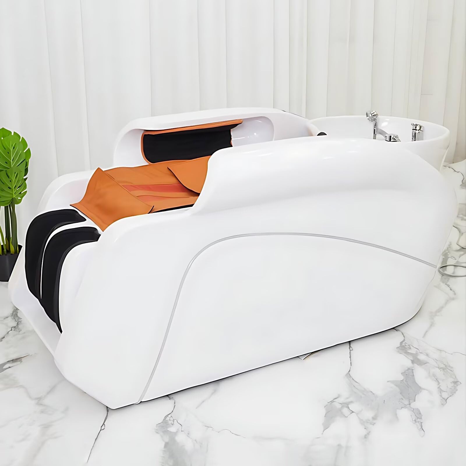 Salon-Shampooliege, Multifunktionale Kopfmassage-Shampooliege mit Keramikbecken