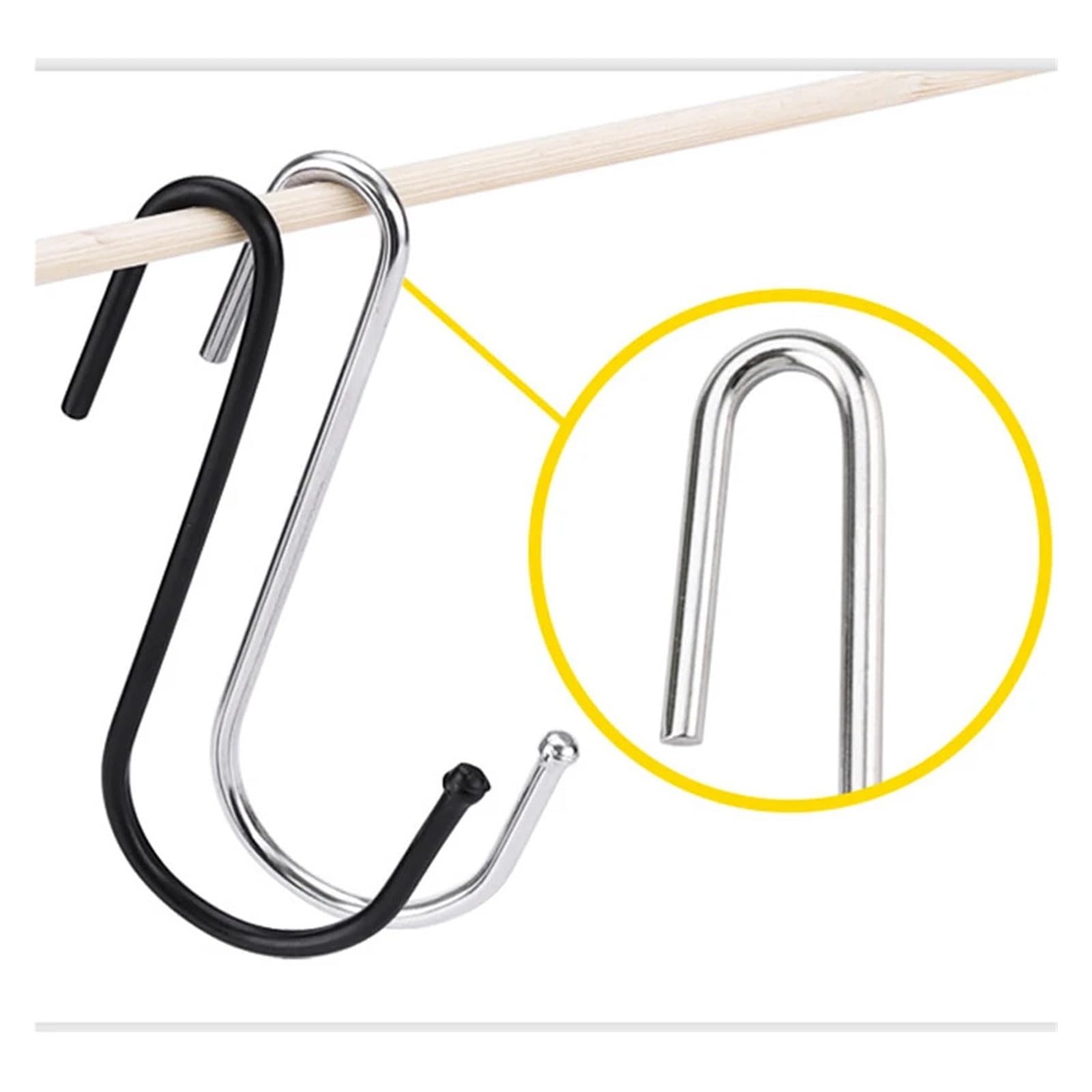 Ganci Appendiabiti 5/20 ganci a forma di S for cucina e bagno, in acciaio inox, multifunzionali, for appendere vestiti, borse, asciugamani, piante per bagno o cucina(Black,20pcs)