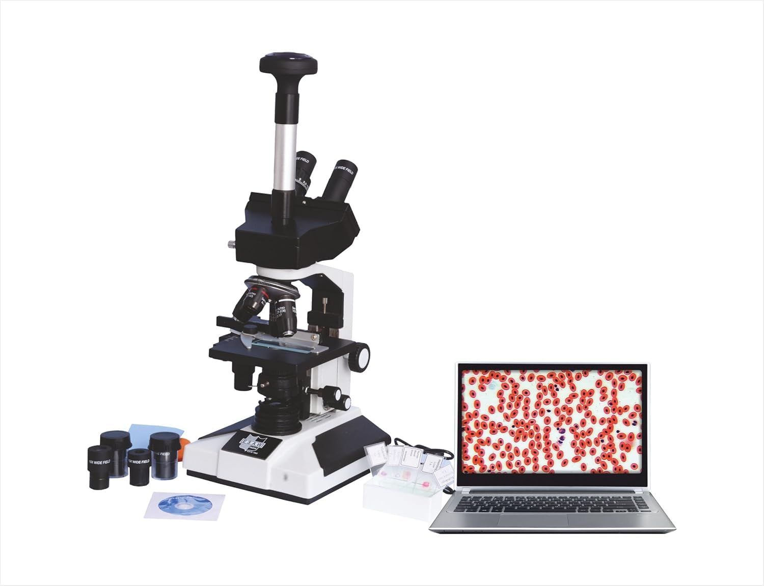 ESAW Digital Trinocular Compound Microscope 2500x with 5MP CMOS Camera for Lab, Education, Diagnostics & Research –10x and 25x Widefield Eyepieces, 4X, 10x, 40x and 100x DIN Brass Objectives, LED-picture-52