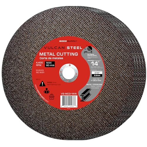 Sidco Supply 14 Inch Cut Off Wheel - Precision Smooth Cutting - Abrasive Chop Saw Blades - Aluminum Oxide - Metal Cutting Wheel - Chop Saw Wheel - Cut Off Disc - Chop Saw Blade - 14' x 3/32' x 1”
