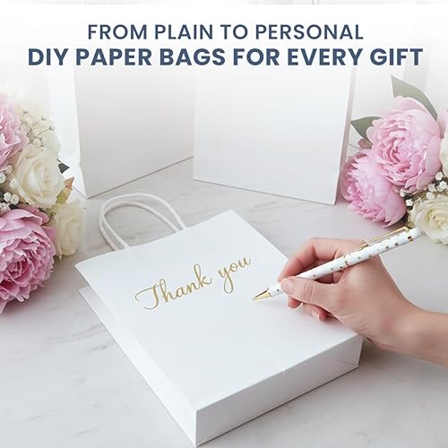 Miniatura 6 de Bolsas de papel de 10 x 8 x 5.5 pulgadas, paquete de 25 unidades, estándar (blanco)  Bolsa de regalo blanca a granel para compras, manualidades,