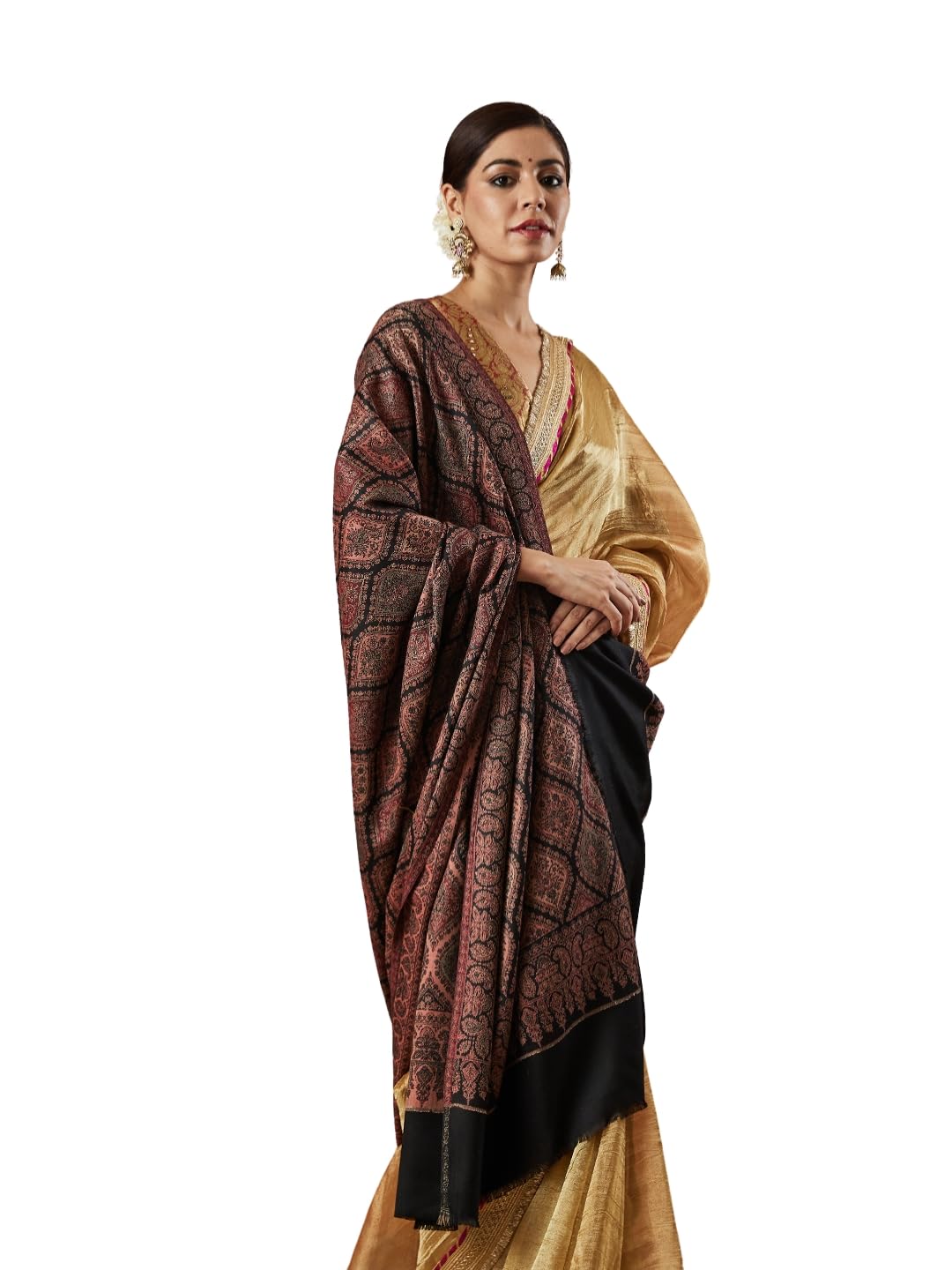 Women Shabnam Kashmiri Jamawar Woven Shawl, Kaani Jacquard Shawls, Stole, Wraps, Luxury Pashmina Evening Wrap (Size: 101X203 CM)