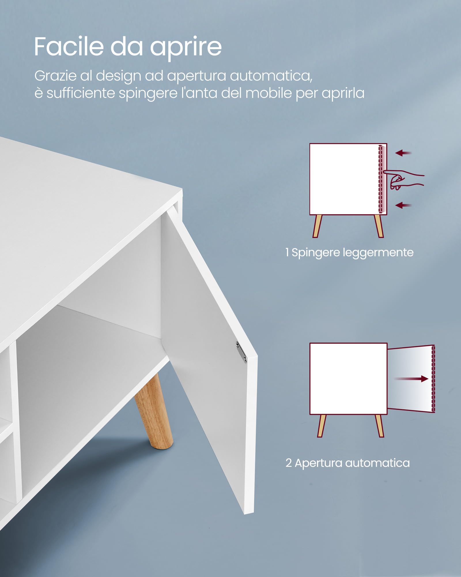 VASAGLE Mobile TV, Armadietto Stand TV, per TV fino a 55 Pollici, Porta TV Lungo 120 cm, Centro di Intrattenimento, Metà del Secolo Moderno per Soggiorno, Camera da Letto, Bianco LTV120T46