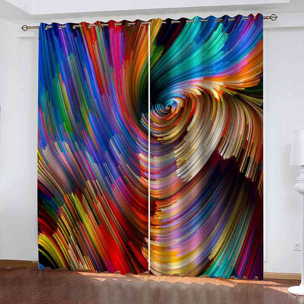 Rideaux occultants 3D GXLOGAA 200x214 cm à oeillets avec impression abstraite colorée