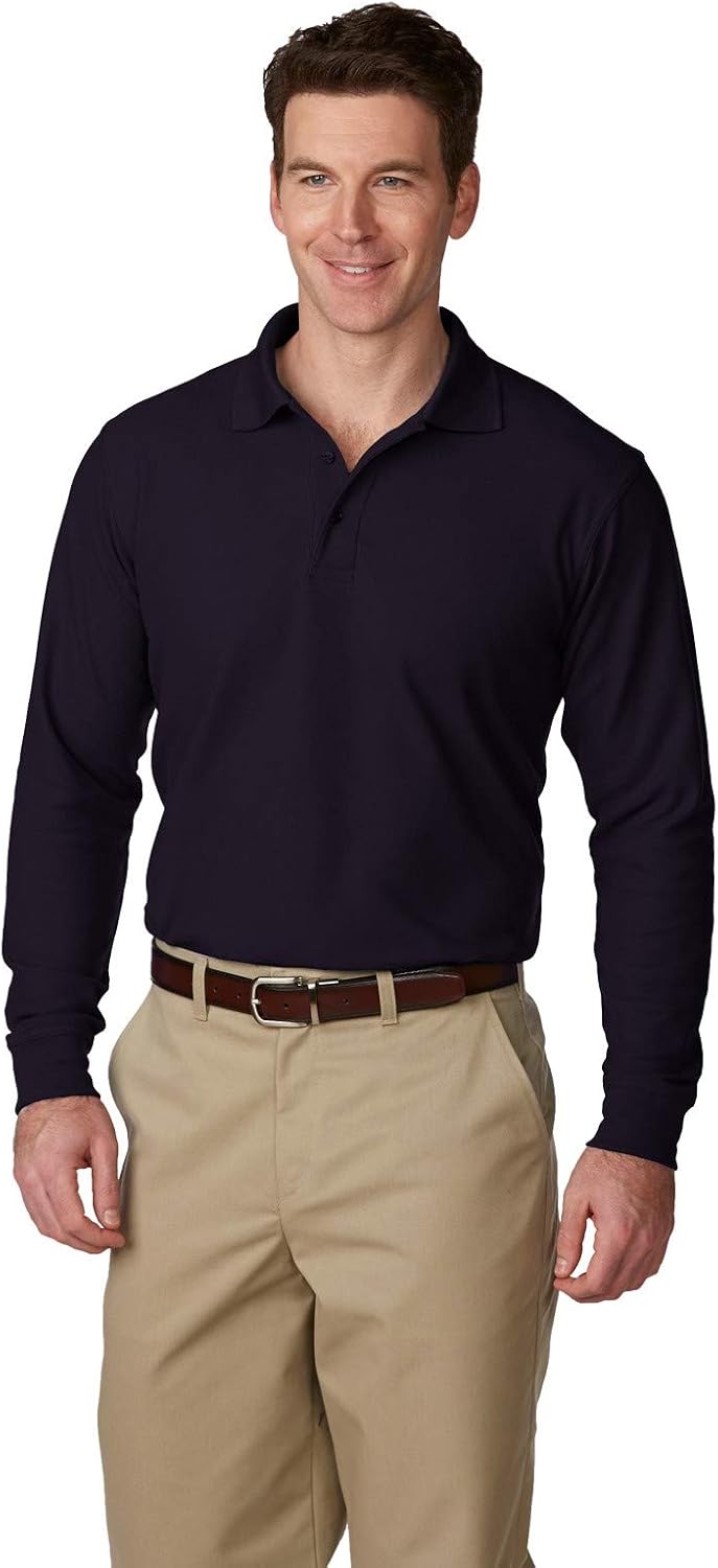 Averill's Sharper Uniforms Unisex Ribbed Cuff Long Sleeve Pique Knit Youth School Shirt