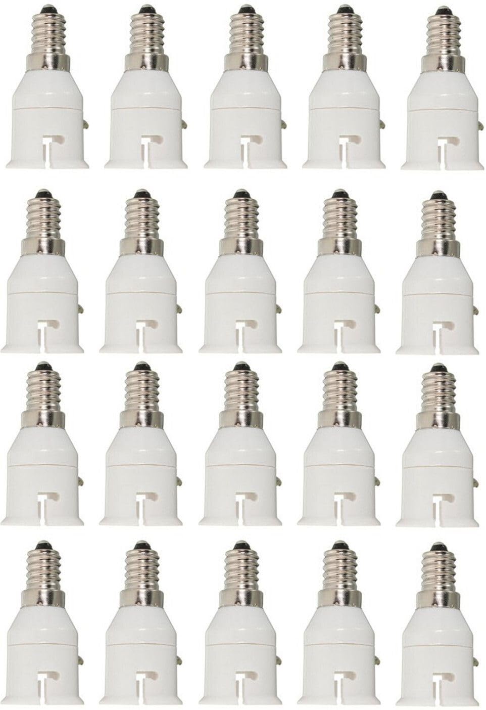EVEHANGER E14 TO b22 Bulb Convertor Lamp Base Socket, Bulb Adapter Lamp Base Socket Extender for LED, CFL & Halogen Bulbs – Heat Resistant, Durable & Easy Installation Pack of 20
