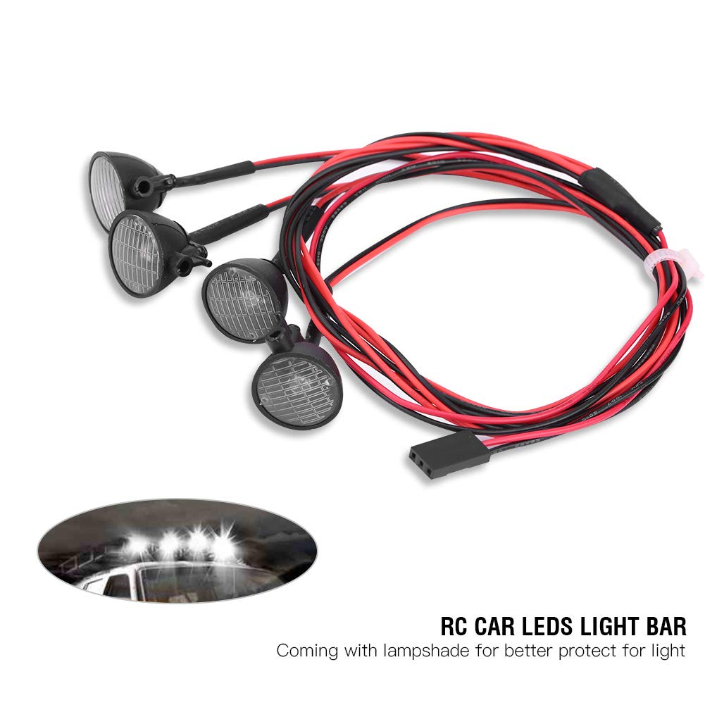 Dilwe RC Crawler LED Light Bar Roof Lights Akcesorium Lampa do Axial scx10 Traxxas -4 Car (biały)