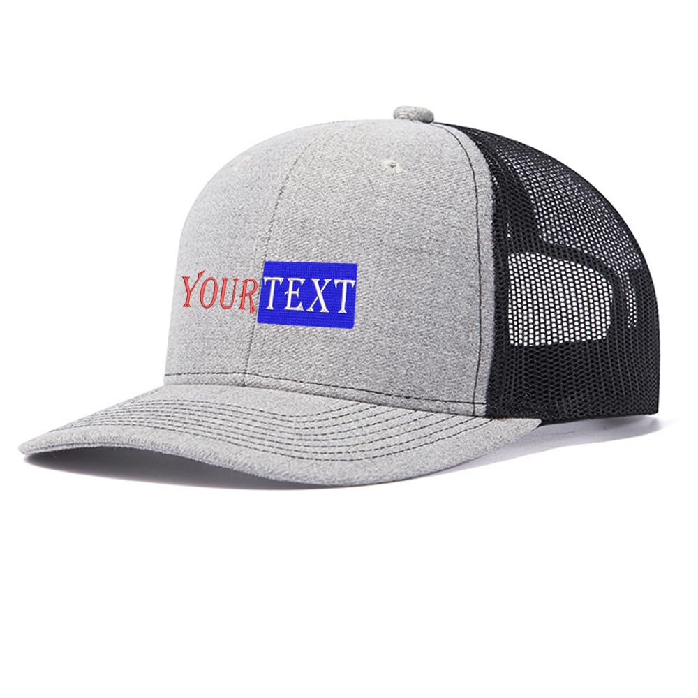Custom Hat Personalized Mesh Visor Baseball Hat Custom Embroidered Logo Name Word Women Men 112 Trucker Hat Grey Black