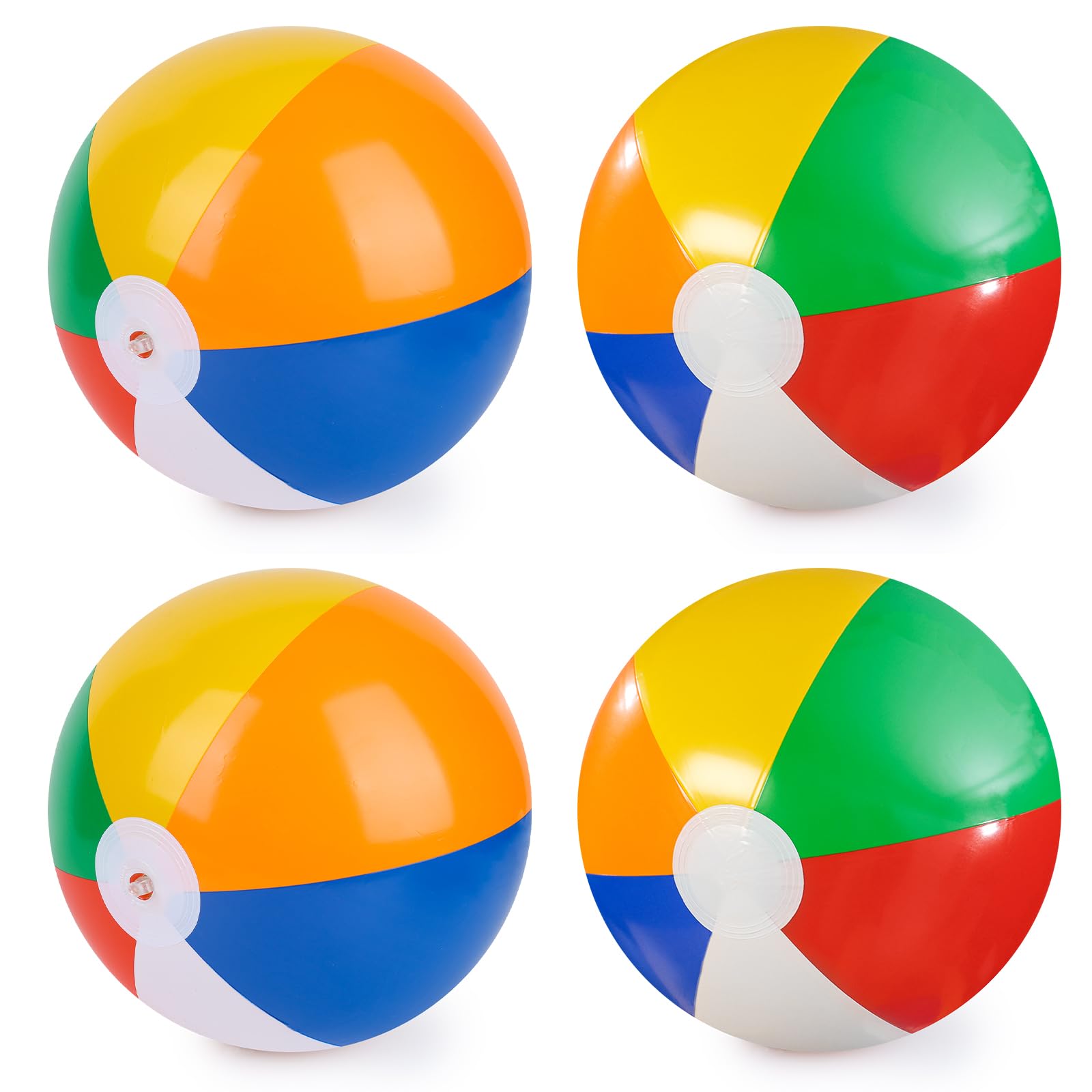 Paquete de 4 bolas de playa de 16 pulgadas, juguetes inflables de piscina arcoíris para juegos de agua de verano, recuerdos de fiesta en la playa 7