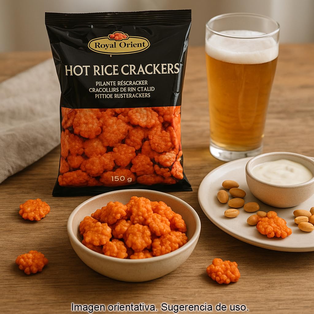 Galletitas de arroz picantes ultracrujientes 150 g Pack 2 bolsas Snack asiático tailandés