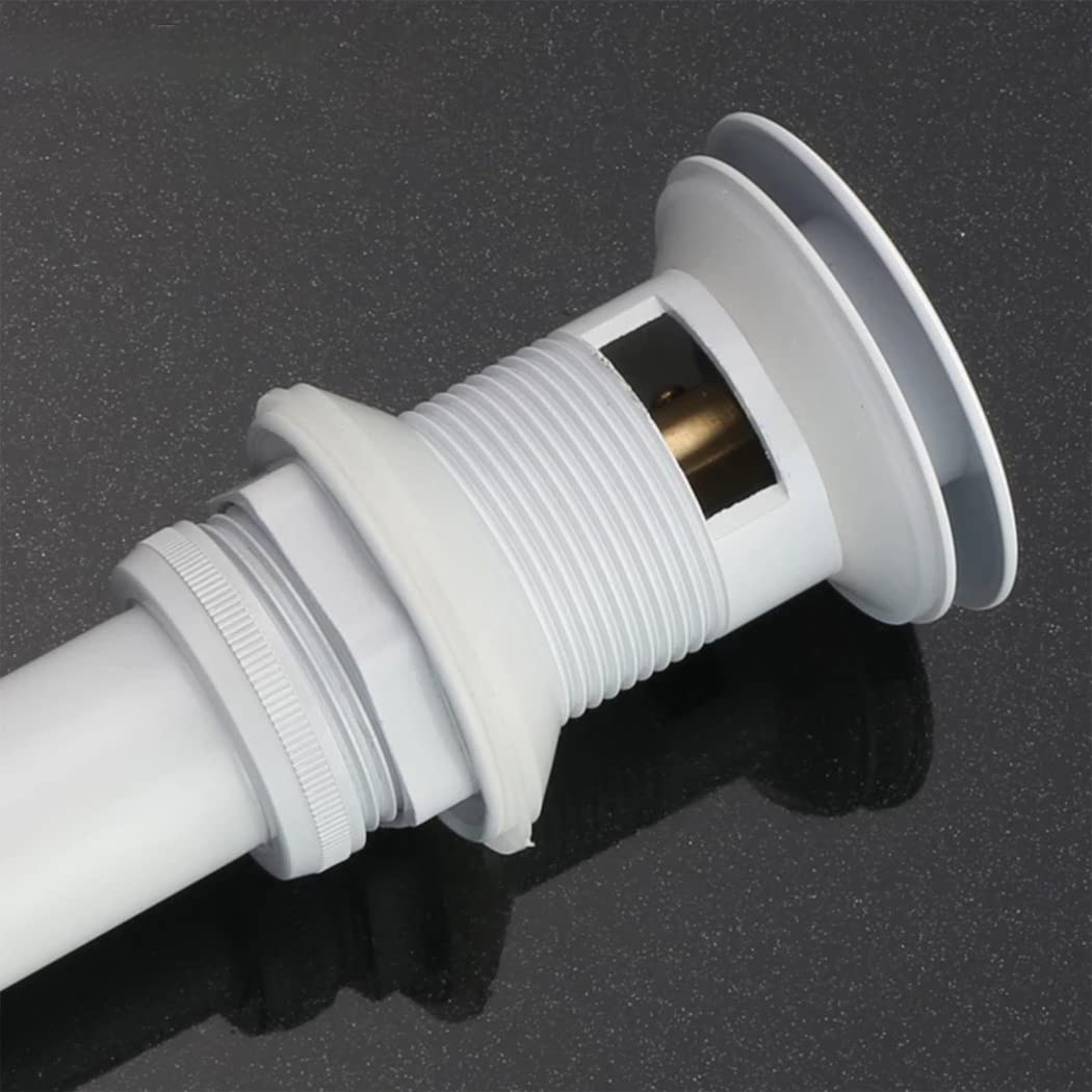 WRIST Desagüe para Lavabo De Baño, Desagües Emergentes De Latón para Lavabos De Baño, Recipiente para Lavabo, Tapa Grande Blanca con O Sin Orificio De Desbordamiento, Accesorios De Baño Modernos,B