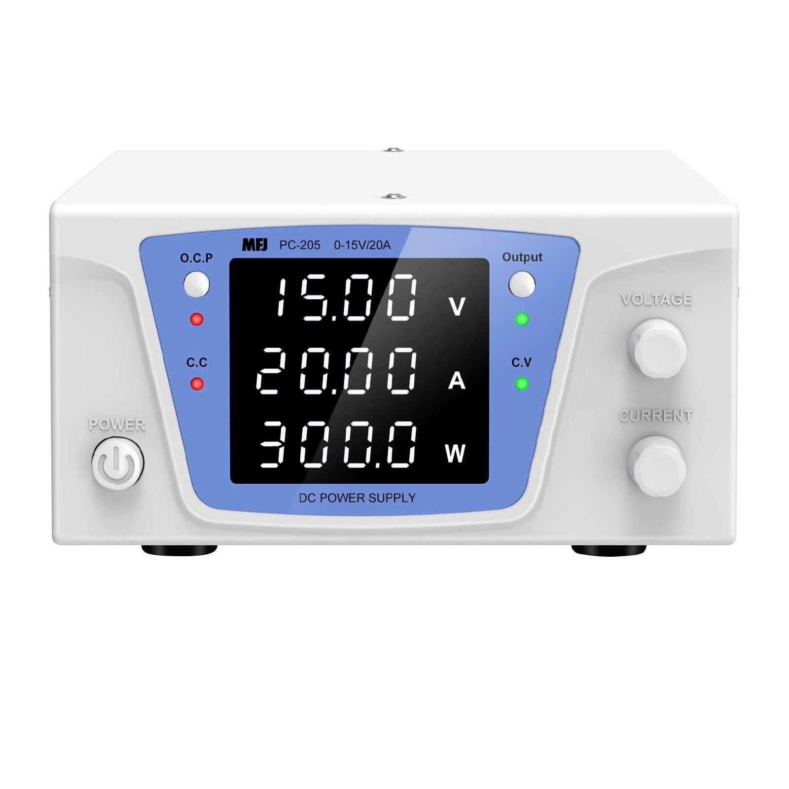 MFJ PC-205 Fuente de Alimentación Regulable 0-15V / 0-20A - Estabilizada con Pantalla Digital de 4 Dígitos y Protección contra Cortocircuitos
