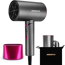 Aigostar - 2100W Reisehaartrockner, Reise haartrockner, Fohn, Fön, Klappgriff, 3 Temperaturen / 2 Geschwindigkeiten, Überhitzungsschutz, Grau