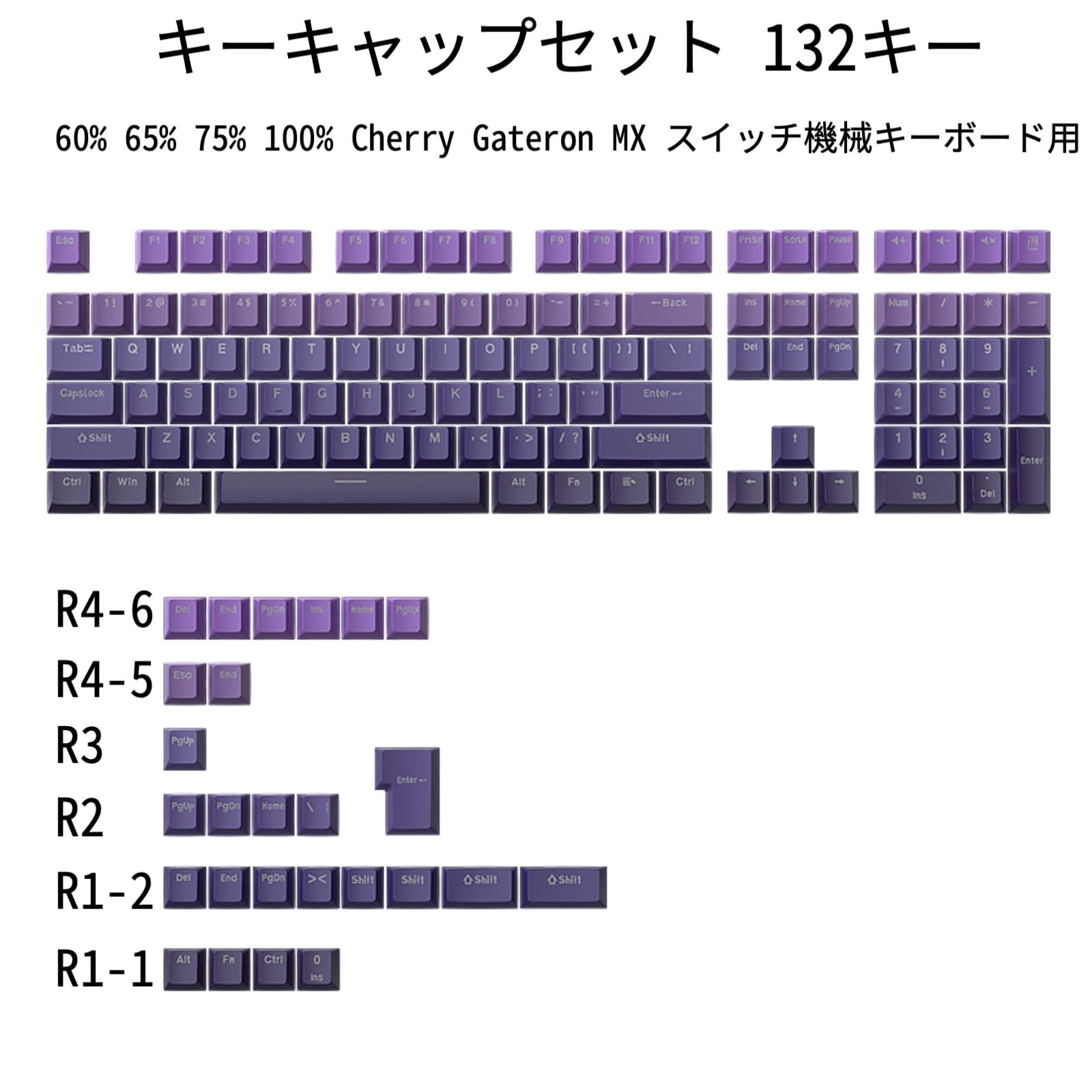 Amazon.co.jp: キーキャップ 132キー ダブルショット OEMプロファイル