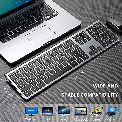 Wireless Keyboard Mouse Combo, Rechargeable Keyboard and Mouse - LEKVEY Slim Keyboard Mice, 2.4G 109 Keys Full-Size QWERTY Keyboard Mouse Set, with Number Pad, Silent Click, Stylish Design, Space Gray - Thumbnail 6