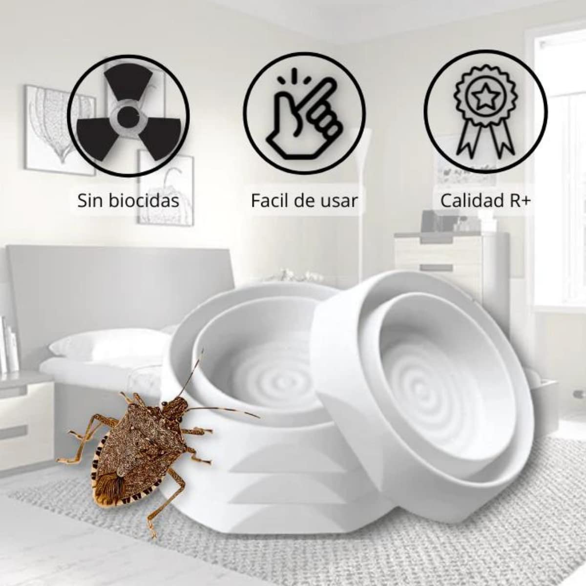 Remi Hogar Trampas para capturar Chinches de la Cama y Muebles | Pack de 4 Trampas | Eficaz para Eliminar y Evitar Las Chinches sin químicos | Detección y protección para Camas y Muebles