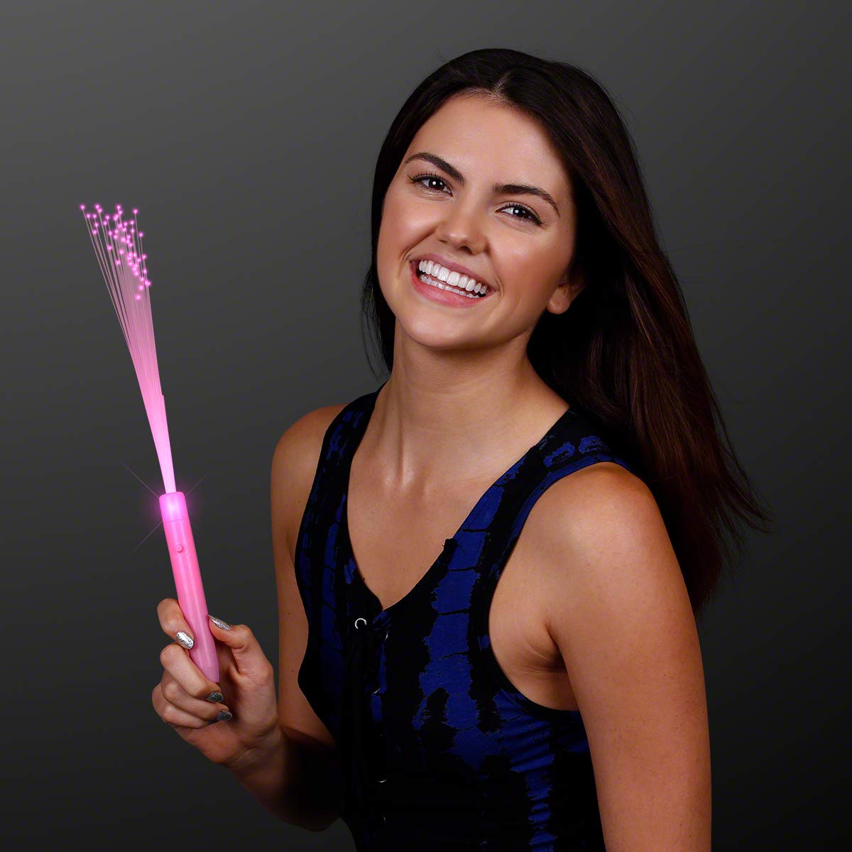 Pink Fiber Optic Light Up Wands - Set Of 12 Flashing LED Party Wands