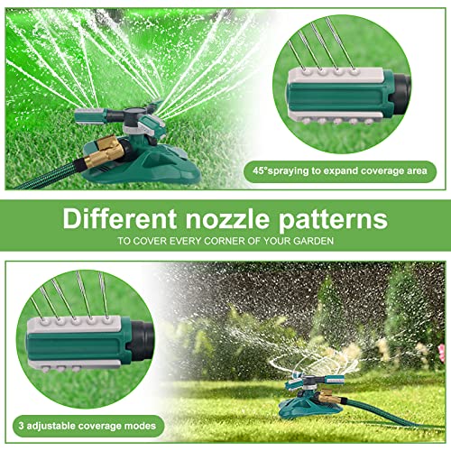 Wovuu Garden Sprinkler,Upgrade Lawn Sprinkler Automatic 360 Degree Rotating Irrigation Sprinkler System, Garden Hose Sprinkler For Yard/Built In 36 Units Angle Spray Nozzles-1Pack(Green) #TOP4