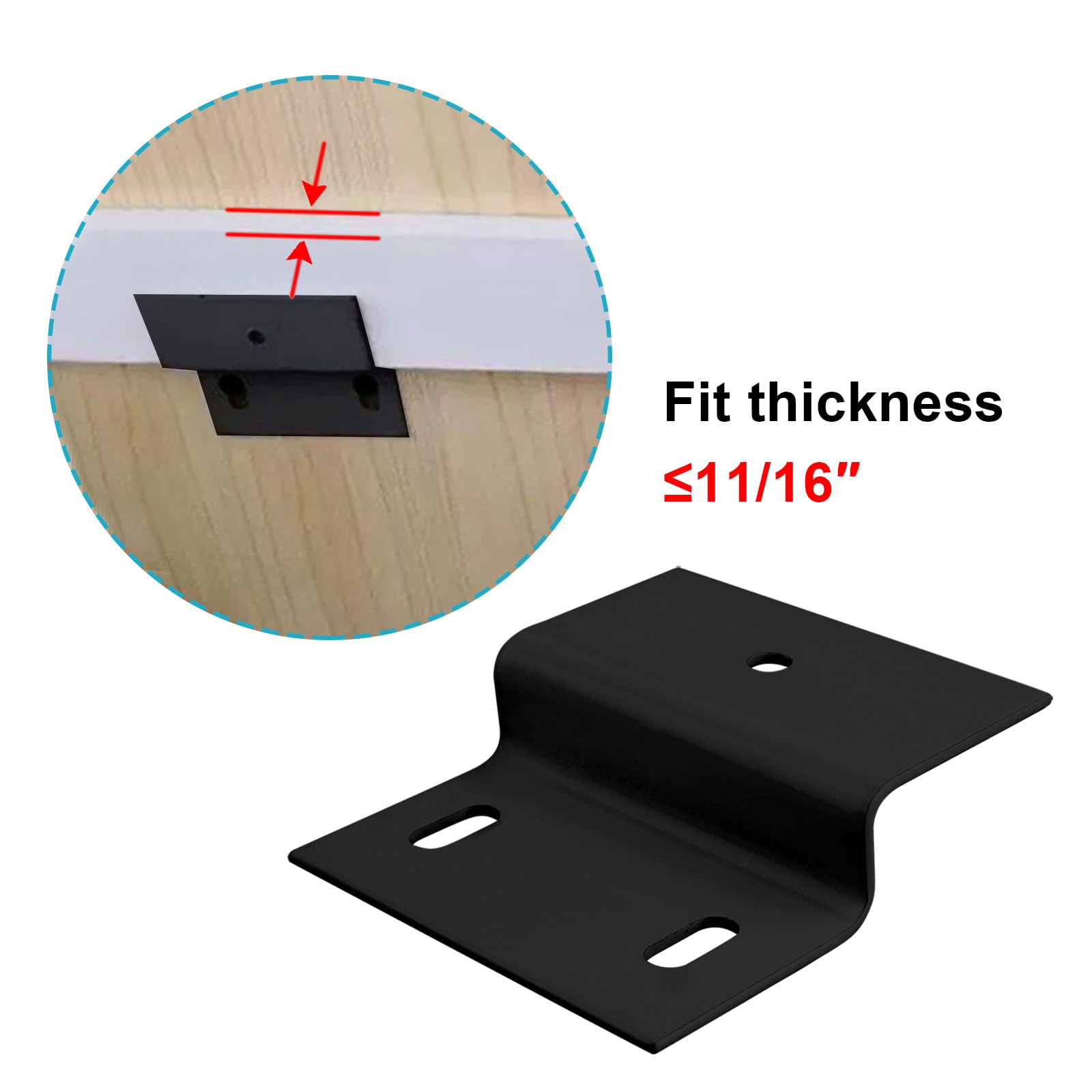 Paquete de 10 soportes en Z negros de 3 pulgadas de largo x 1-1/2 pulgadas de ancho x 5/8 pulgadas de alto, perfil de canal de doble ángulo, montaje de esquina de acero, conector de soporte de muebles | 0.08 pulgadas de grosor