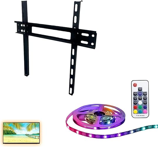 TV Wall Mount for 27-70 Inch, Behind TV LED Lighting Included with The Wall Mount, Profile up to VESA 600X400mm, Loading Capacity of up to 100lbs, Easy 3 Step Installation Wall Mount by MOOSE GOODS