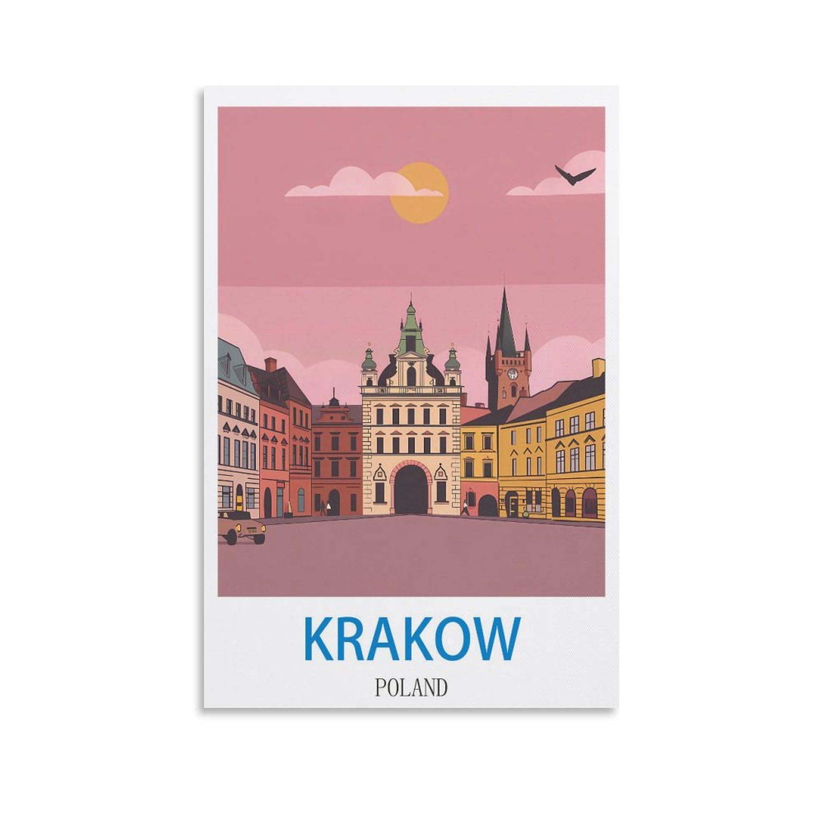 Zhilijing Unframe-Style Krakow Poland Vintage Travel Posters 08X12inch(20X30cm) Decorative Painting Canvas Wall Posters And Art Picture Print Modern Family Bedroom Decor Posters