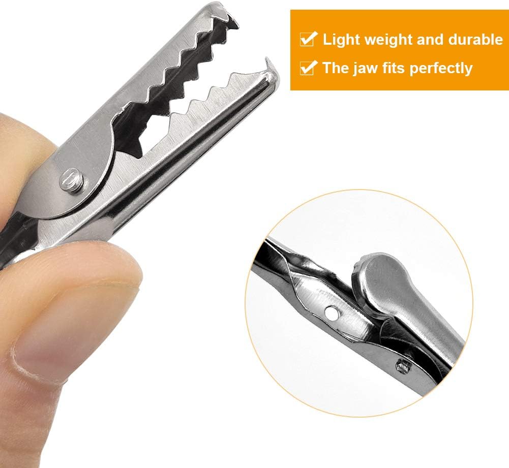 Coideal 100 Pcs Metal Alligator Clips 2 Inch, 51mm Electrical Steel Crocodile Clips Spring Clamps Silver Tone Nickel Plated - Image 6