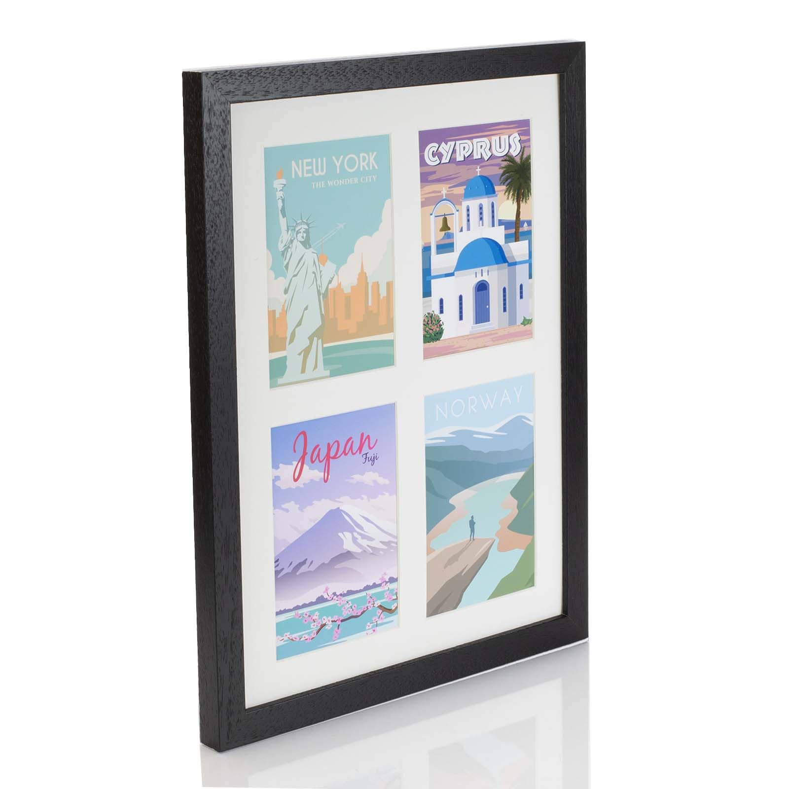 Boldon Framing Black Multi Aperture Photo Picture Frames Holds 2, 3 Or 4 Photos Various Sizes And Colours-16X12 To Fit 4 7X5 Inch Photos
