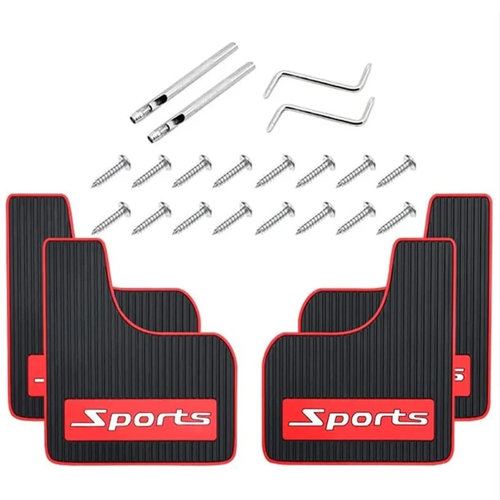 Paramanos Moto Guardamanos Guardabarros de Coche, Ruedas Delanteras y traseras, Guardabarros contra Salpicaduras, Tornillos para, Auto SUV | Mudguard Front Rear Wheels Splash Fender Guards Screws Auto SUV(4pcs Red)