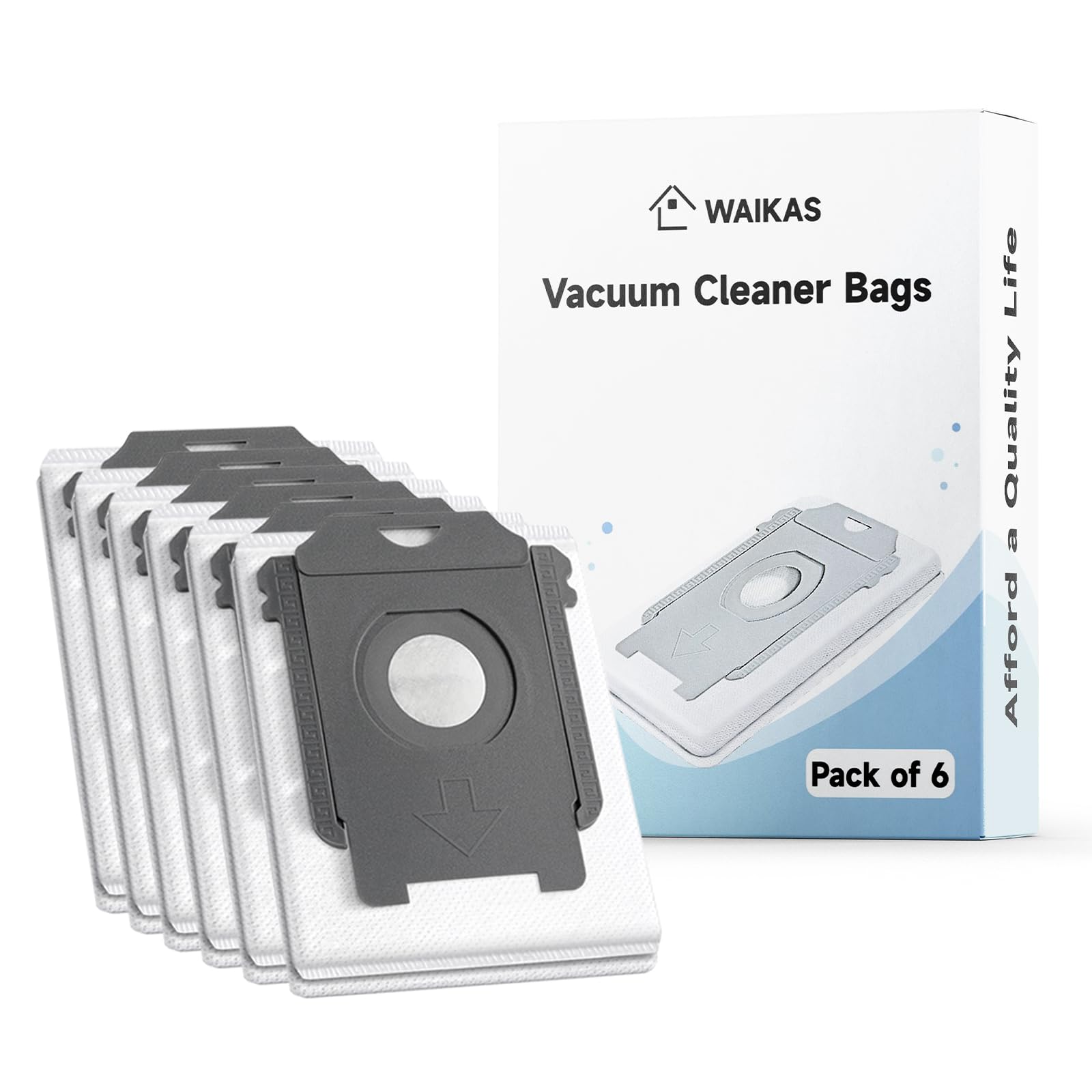 Vacuum Bags, 6 Packs of Non-Woven Bags with Superfine Melt-blown Fiber Filter Layer, Compatible with iRobot Roomba Bags i, s, and j Series, Replacement for iRobot Roomba i1+, i3+(3550),Gray