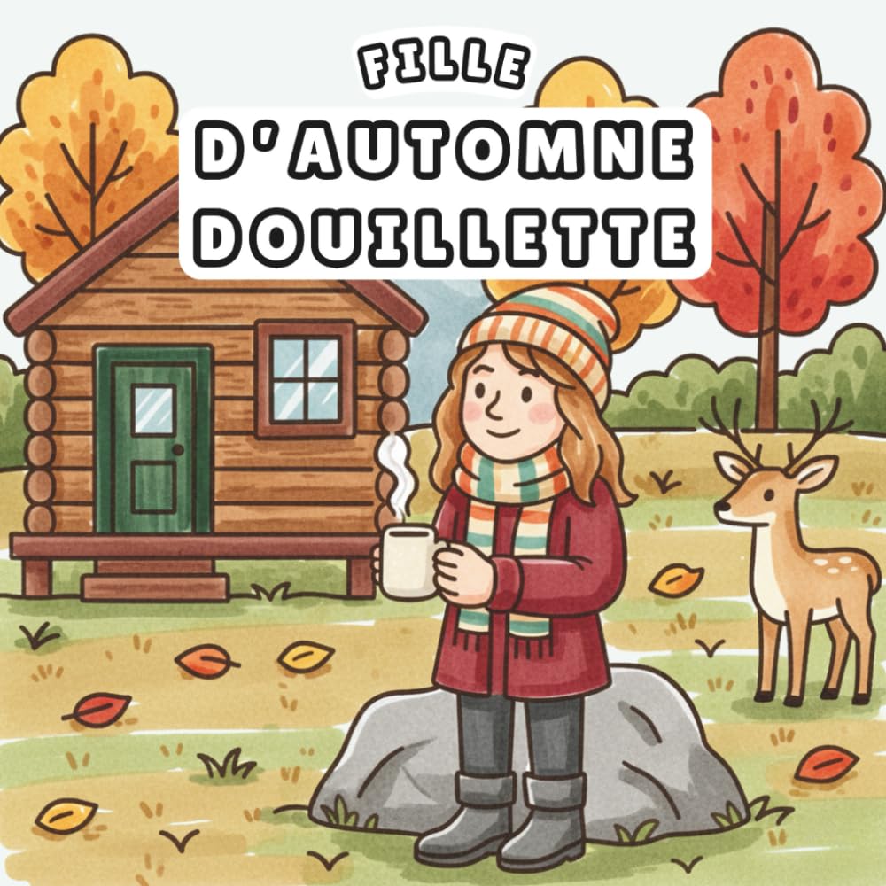Coloriage Fille d’Automne Douillette: Pages de Détente Adorables, Audacieuses et Faciles pour Soulager le Stress
