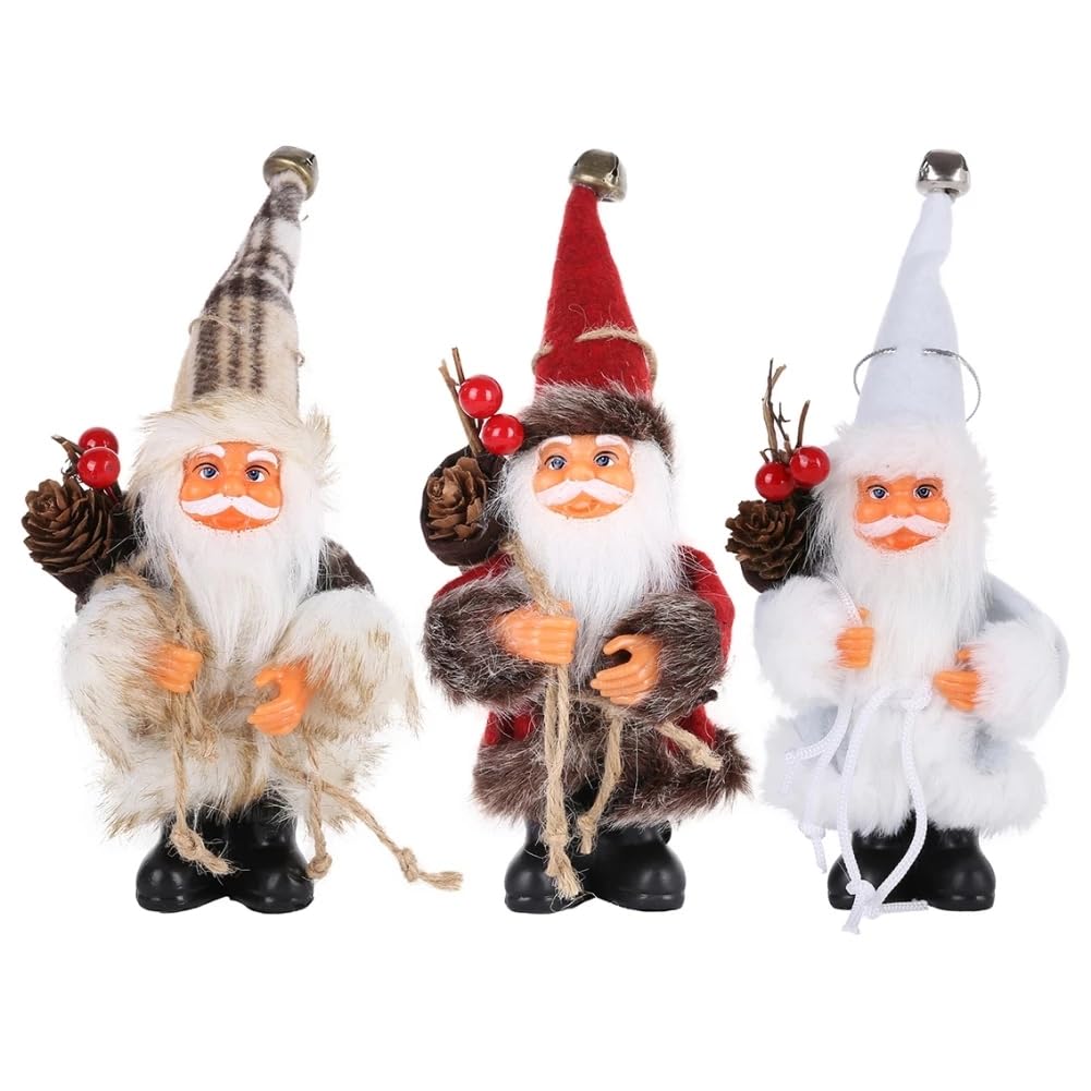 Nuziku D Father Christmas Figure, 22Cm Mini Standing Santa Claus, Handcrafte Christmas Santa Figure For Window Table Fireplace Ecoration