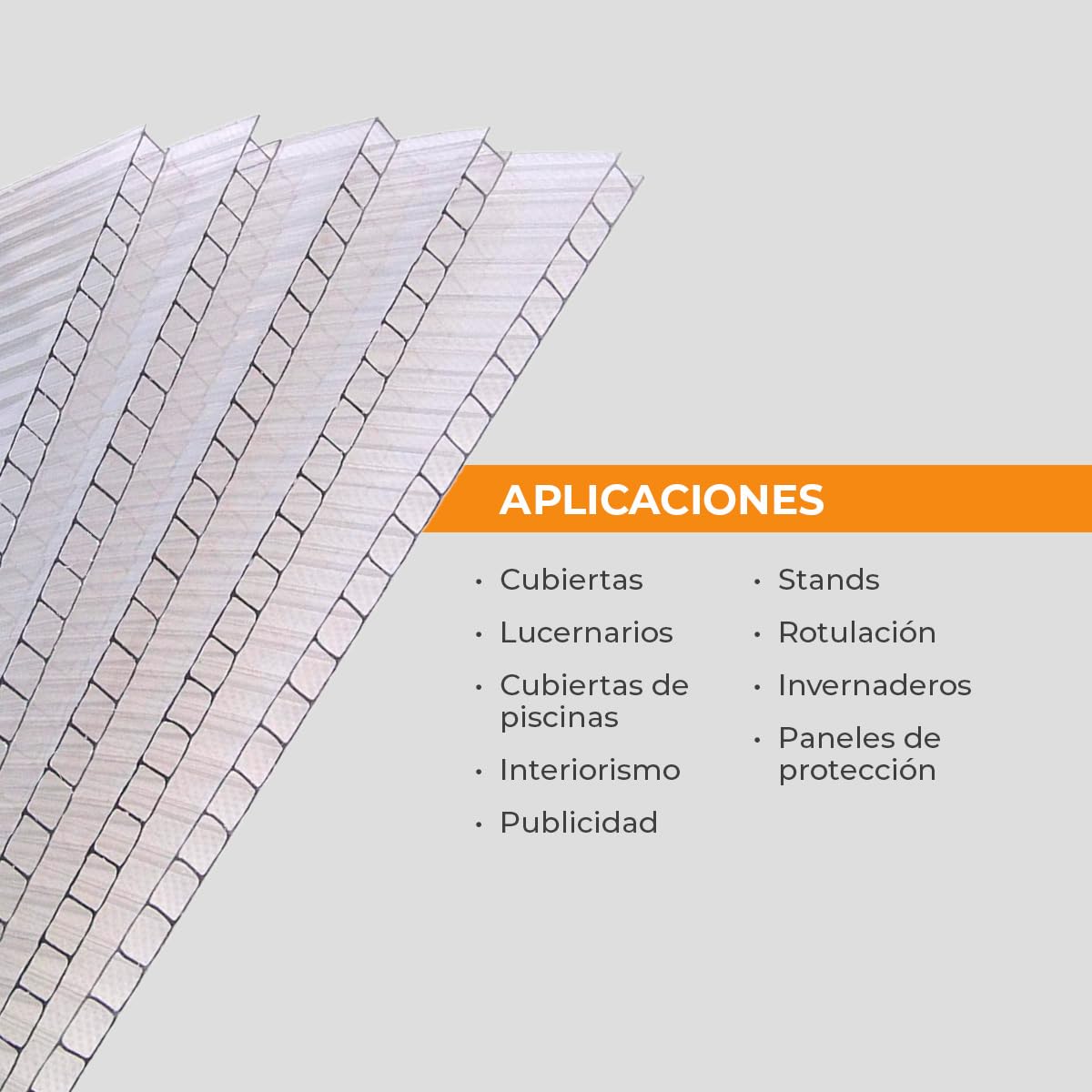 Plancha de Policarbonato Celular Compacto - Placa Transparente 10 mm - Panel Alveolar Multiusos para Tejados e Invernaderos - Medidas: 1000 x 600 mm