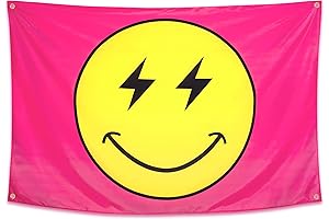 Preppy Tapestry Pink Smile Face Flag Tapestry Preppy