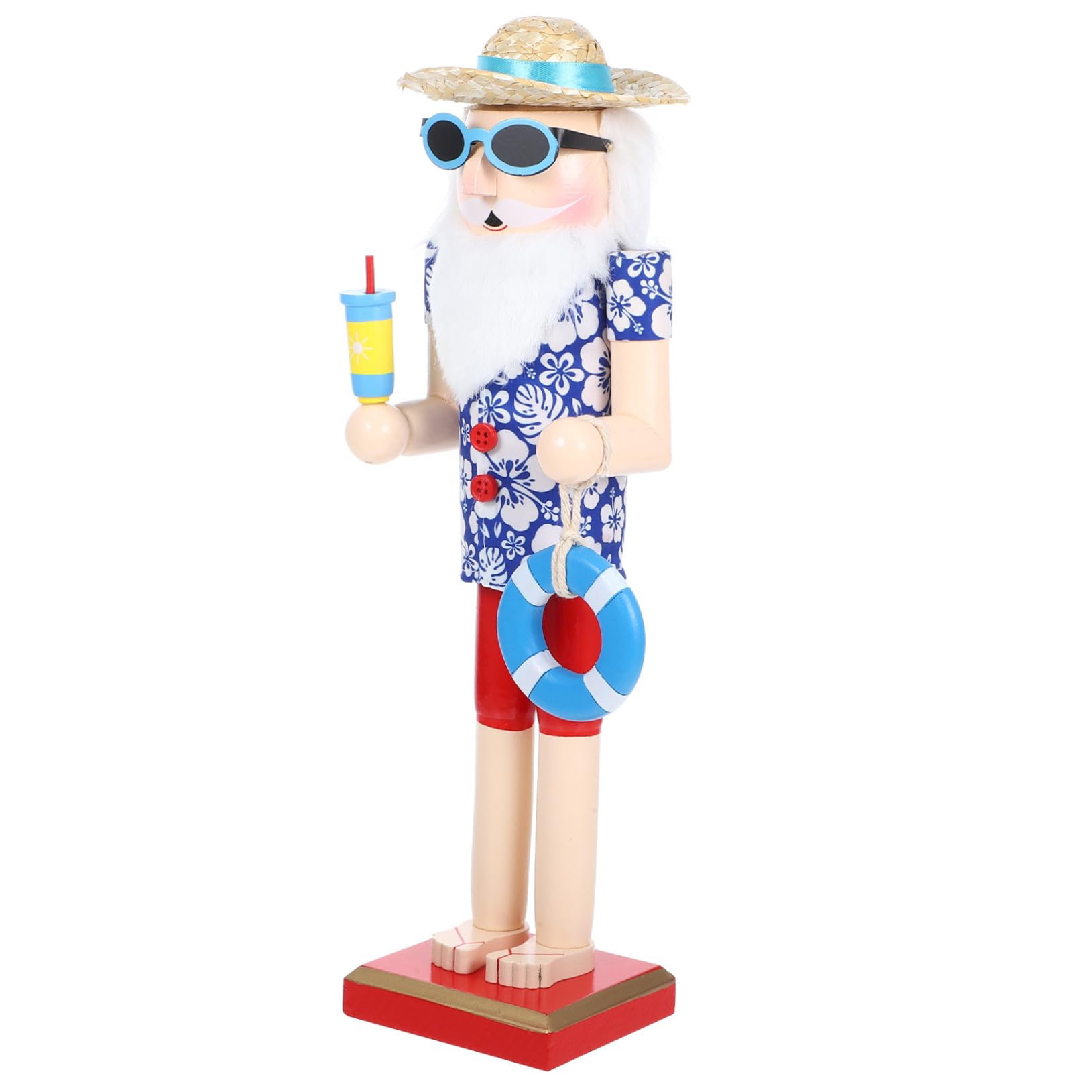 Zerodeko Schiaccianoci in Legno Stile Hawaiano Statua di Schiaccianoci Decorazione Natalizia Ornamento da Tavolo per Feste di Natale