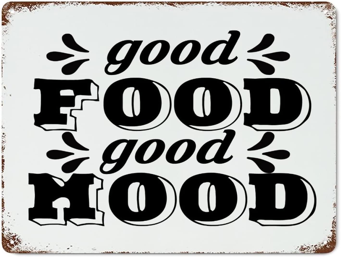 Anceky Good Food Good Mood Metal Tin Sign Poster for Bedroom Farmhouse Garage Wall Art Decor 8" x 12"