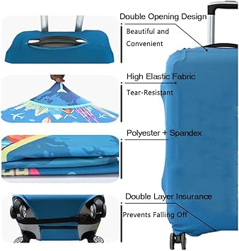 Housse Valise Mateju Housse De Valise Élastique 3D Grand Tigre Housse Protection Valise Lavable Housse M